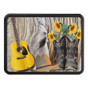 Horse Cowboy Boots Cowboy Hat Guitar Hitch Cover