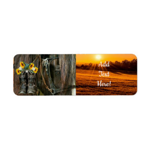 Horse Cowboy Boots Field Sunset Label
