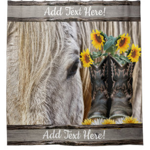 Horse Cowboy Boots Sunflowers Daisies Shower Curtain