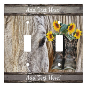 Horse Cowboy Boots Sunflowers Light Switch Cover