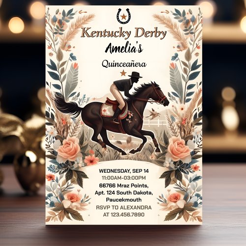 Horse Cowboy Derby Party Western Quinceanera Invitation