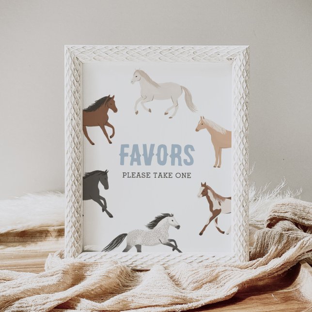 Horse Cowboy Equestrian Birthday Favors Sign (Creator Uploaded)