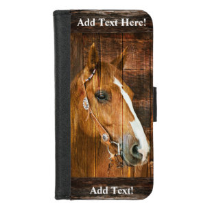 Horse Cowboy Hat Lasso Sunflower Rustic Barn Board iPhone 8/7 Wallet Case