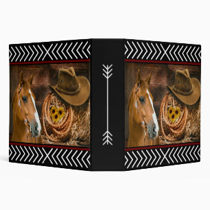 Horse Cowboy Hat Lasso Western Pattern 3 Ring Binder