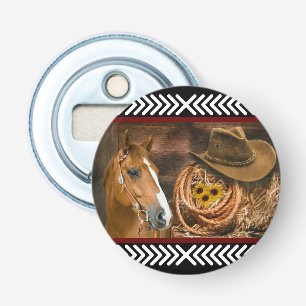 Horse Cowboy Hat Lasso Western Pattern Bottle Opener