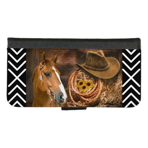 Horse Cowboy Hat Lasso Western Pattern  iPhone 87 Wallet Case