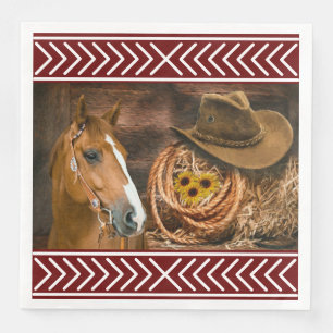 Horse Cowboy Hat Lasso Western Pattern  Paper Dinner Napkins