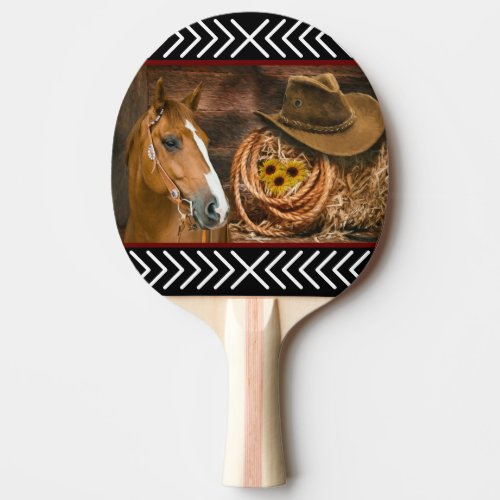 Horse Cowboy Hat Lasso Western Pattern  Ping Pong Paddle