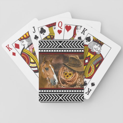 Horse Cowboy Hat Lasso Western Pattern Playing Cards