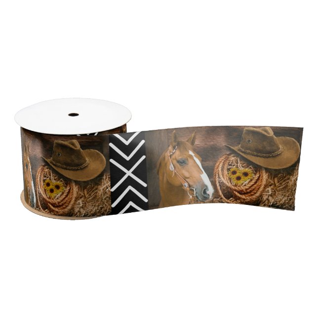 Horse Cowboy Hat Lasso Western Pattern Ribbon (Spool)