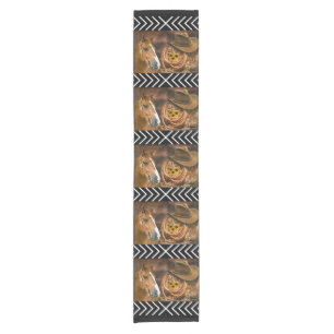 Horse Cowboy Hat Lasso Western Pattern Short Table Runner