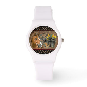 Horse Cowboy Hat Lasso Western Sunflowers Watch
