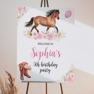 Horse Cowgirl Birthday Welcome Sign