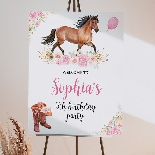 Horse Cowgirl Birthday Welcome Sign