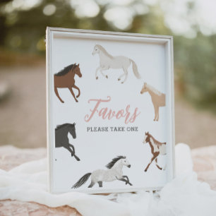 Horse Cowgirl Equestrian Birthday Favors Sign