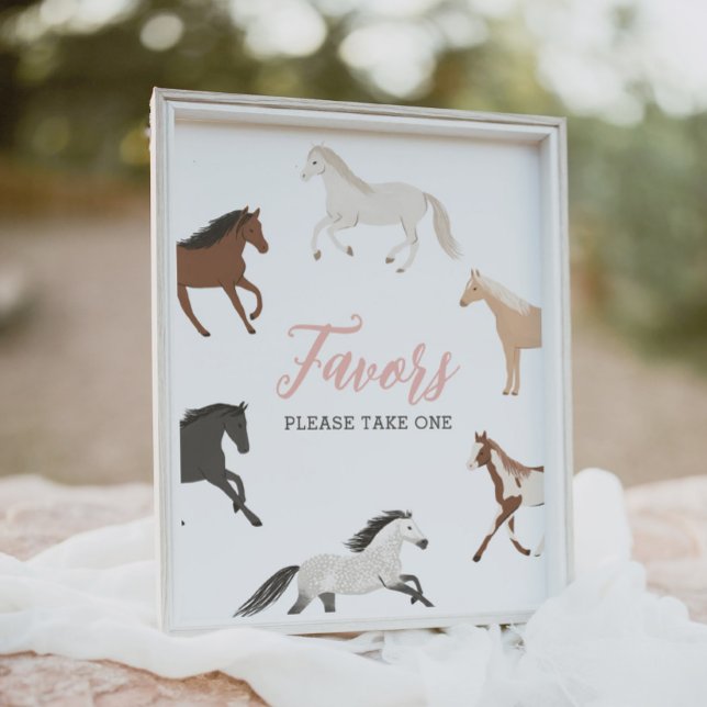 Horse Cowgirl Equestrian Birthday Favors Sign (Creator Uploaded)