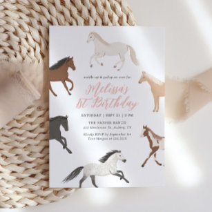 Horse Cowgirl Equestrian Birthday Invitation