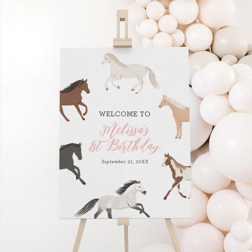 Horse Cowgirl Equestrian Birthday Welcome Sign