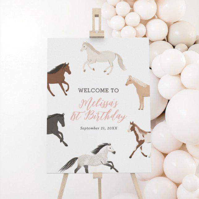 Horse Cowgirl Equestrian Birthday Welcome Sign (Creator Uploaded)