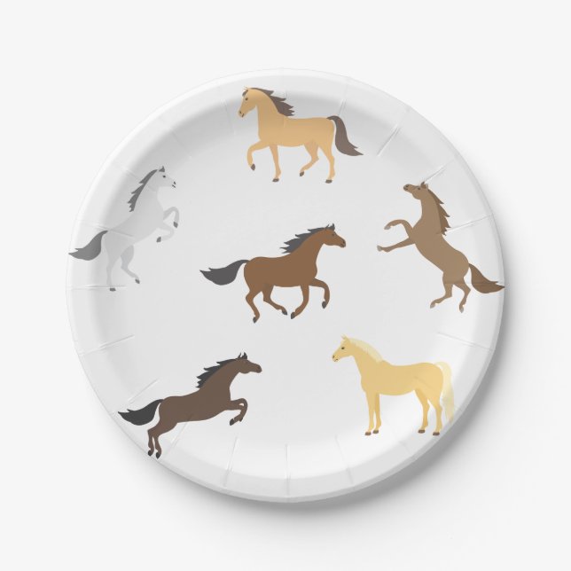 Horse Cowgirl Equestrian Elegant 1st Birthday  Paper Plates (Front)