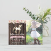 Horse Cowgirl Photo Girl Pony Birthday Party Invitation (Standing Front)