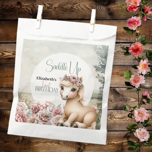 Horse Cowgirl Saddle Up 1st Birthday Favor Bag