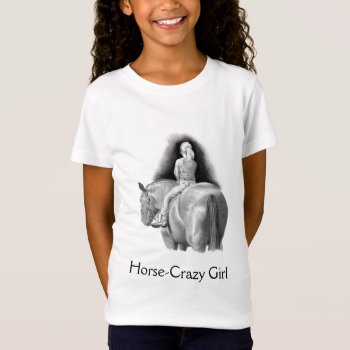 Horse-crazy Girl: Pencil Art Girl Riding Horseback T-shirt by joyart at Zazzle