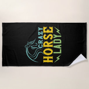 Horse - Crazy Horse Lady Beach Towel