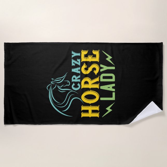 Horse - Crazy Horse Lady Beach Towel (Front)