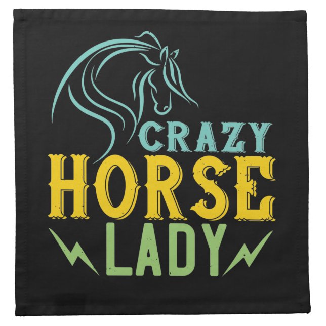Horse - Crazy Horse Lady Cloth Napkin (Front)