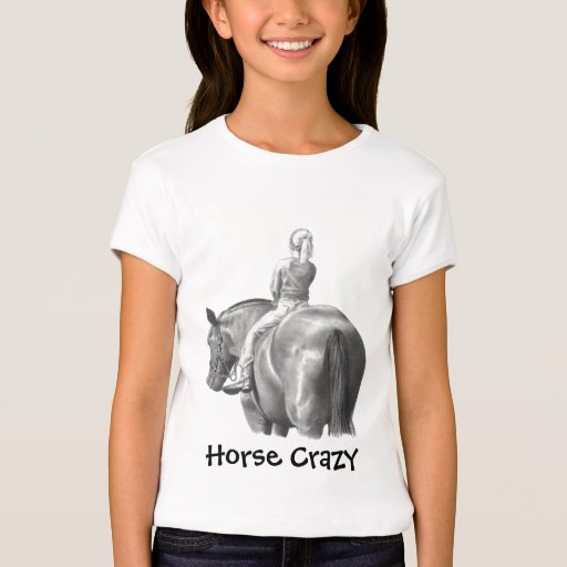 HORSE CRAZY: SHIRT: GIRL: PENCIL, HORSEBACK T-Shirt | Zazzle