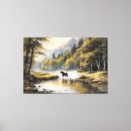 Horse Crossing the River Canvas Print