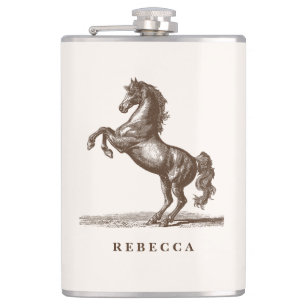 Horse Custom Name Equestrian Style Elegant Flask