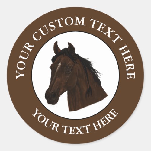Horse Custom Text Classic Icon Logo 1 12  Classic Round Sticker