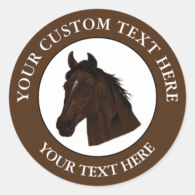 Horse Custom Text Classic Icon Logo 1 1/2"  Classic Round Sticker (Front)