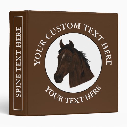 Horse Custom Text Classic Icon Logo  3 Ring Binder