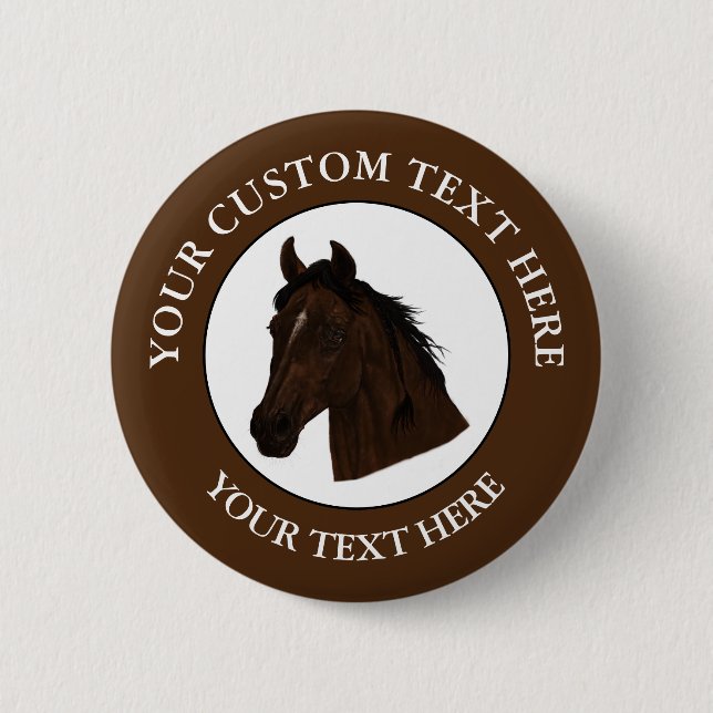 Horse Custom Text Classic Icon Logo  Button (Front)