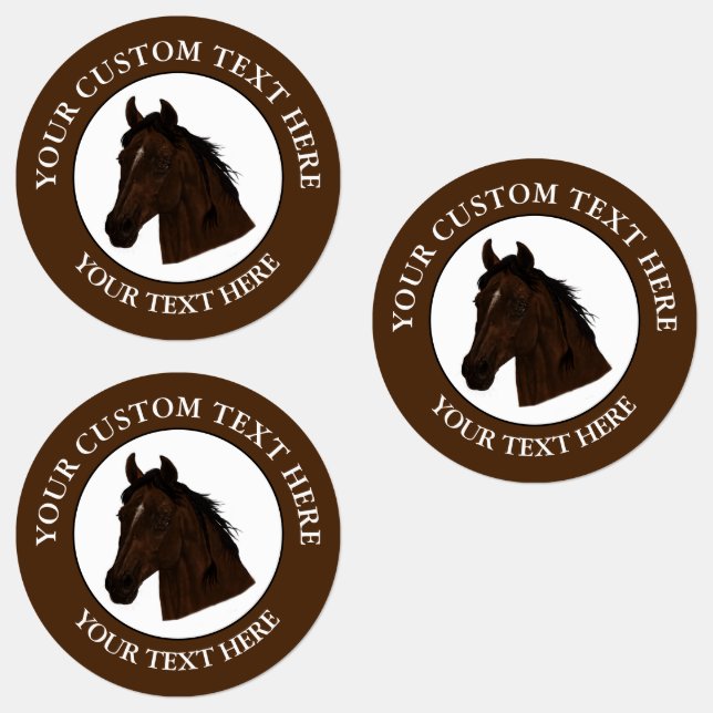 Horse Custom Text Classic Icon Logo  Labels (Group)