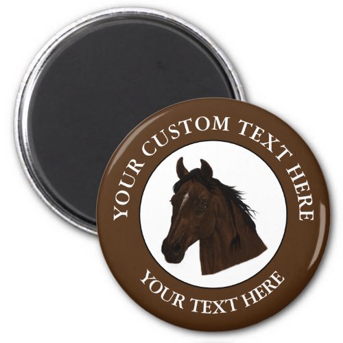 Horse Custom Text Classic Icon Logo  Magnet