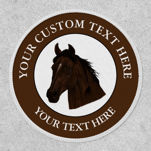 Horse Custom Text Classic Icon Logo Patch (Front)