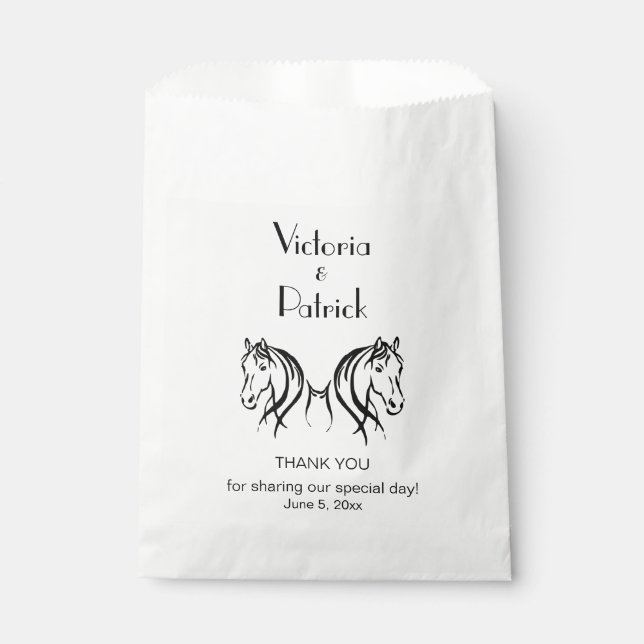 Horse Custom Thank You Wedding Favor Bag (Front)
