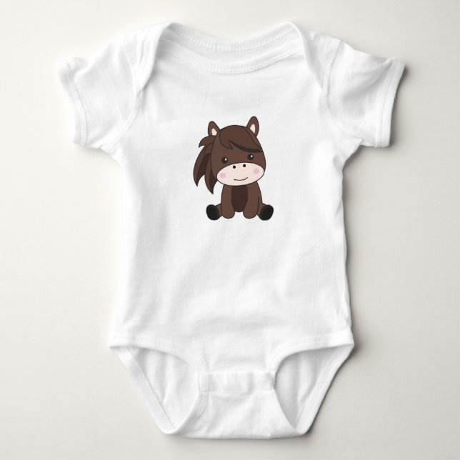 Horse Cute Pony Equine Rider For Children Baby Bodysuit (Front)