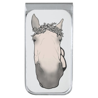 Horse Dad Funny Horse Whimsical Equestrian Humor  Silver Finish Money Clip