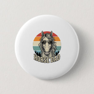 Horse Dad Vintage Sunset Engraving Vector Design_1 Button