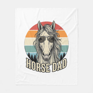 Horse Dad Vintage Sunset Engraving Vector Design_1 Fleece Blanket