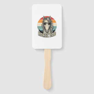 Horse Dad Vintage Sunset Engraving Vector Design_1 Hand Fan