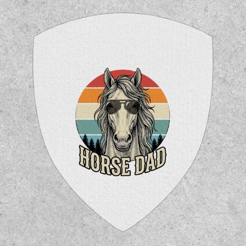 Horse Dad Vintage Sunset Engraving Vector Design_1 Patch