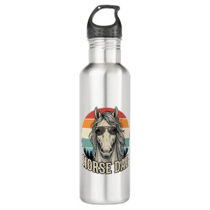 Horse Dad Vintage Sunset Engraving Vector Design_1 Stainless Steel Water Bottle
