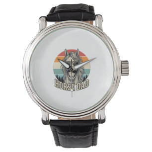 Horse Dad Vintage Sunset Engraving Vector Design_1 Watch