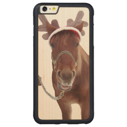 Horse deer - christmas horse - funny horse carved maple iPhone 6 plus bumper case